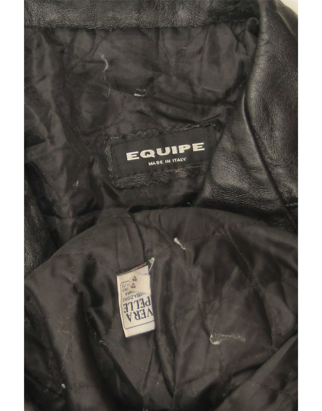 Equipe Womens 3 Button Leather Blazer Jacket IT 44 Medium Black Leather