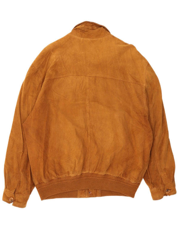 Vintage Mens Suede Bomber Jacket IT 56 3XL Brown Leather