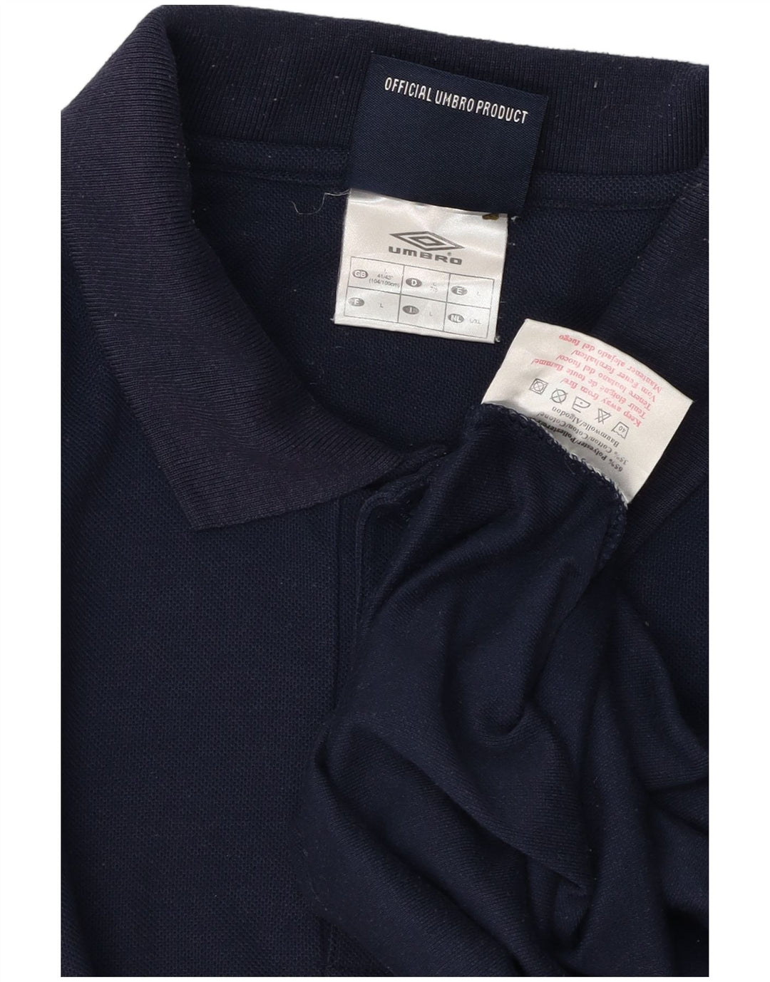 Umbro Mens Polo Shirt Large Navy Blue Polyester