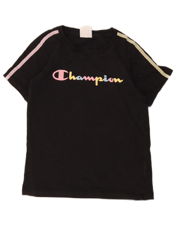 Champion Girls Graphic T-Shirt Top 11-12 Years Large Black