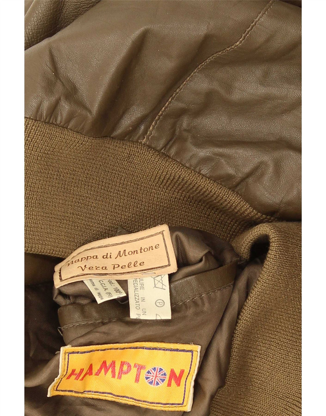 Vintage Mens Leather Jacket UK 38 Medium Khaki Leather