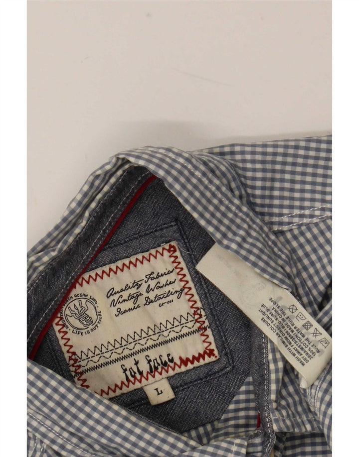 Fat Face Mens Short Sleeve Shirt Large Blue Gingham Cotton