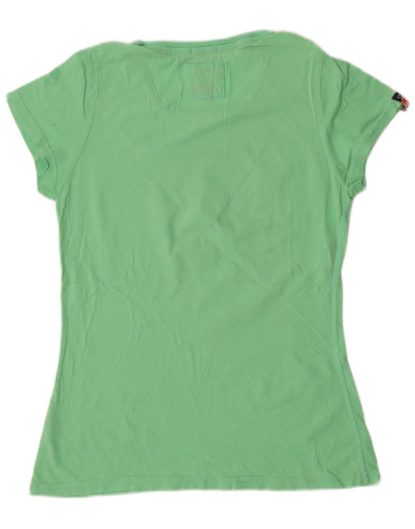 SUPERDRY Womens Graphic T-Shirt Top UK 14 Large Green Cotton