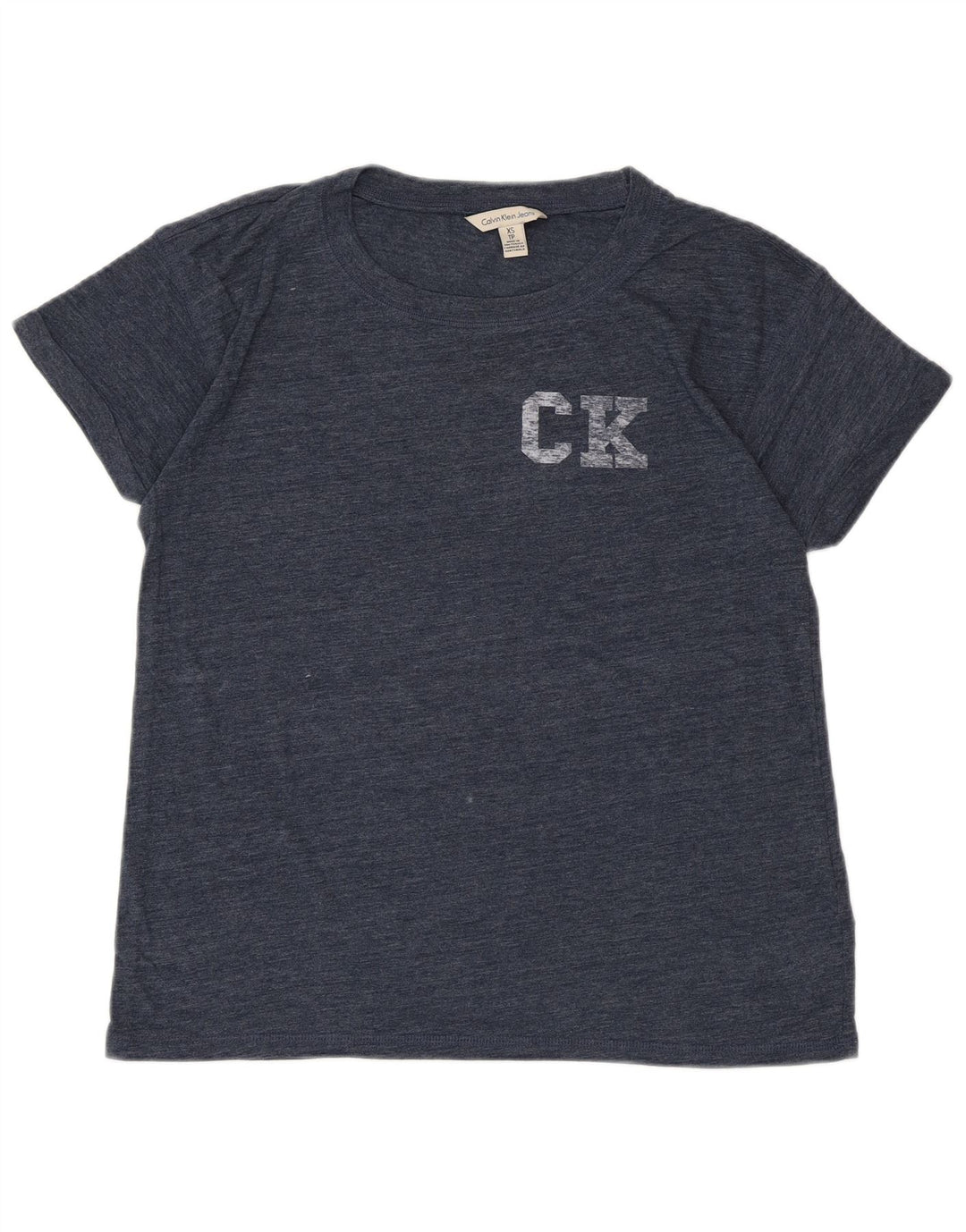 CALVIN KLEIN JEANS Womens Graphic T-Shirt Top UK 6 XS Navy Blue Flecked