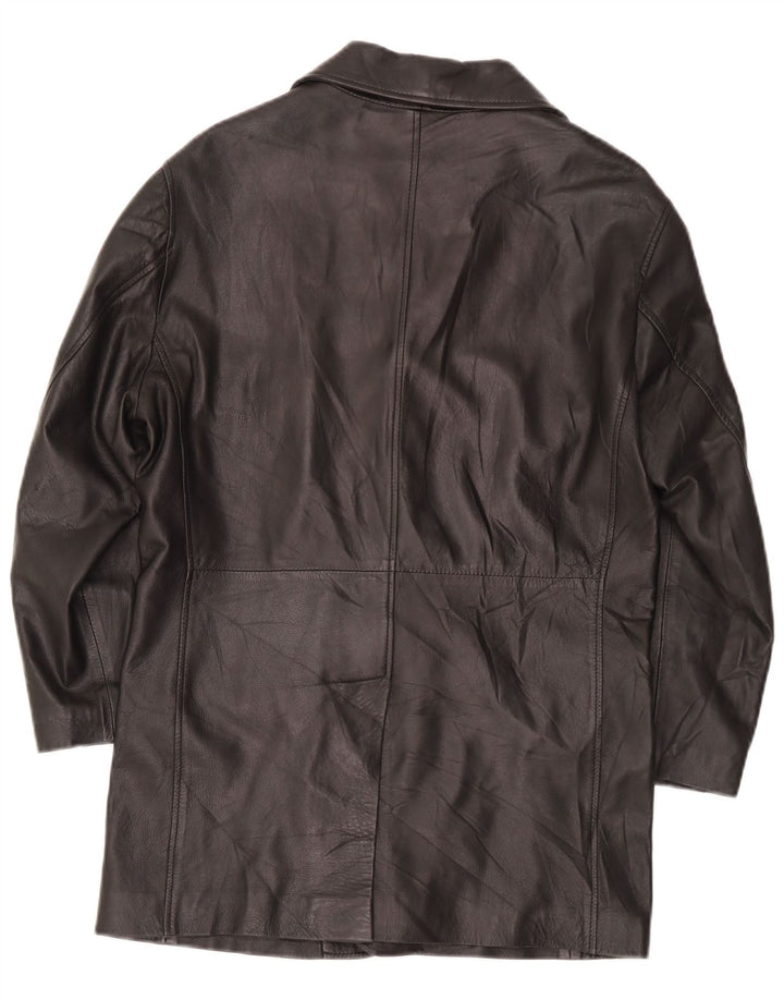 Vintage Mens Leather Coat UK 36 Small Black