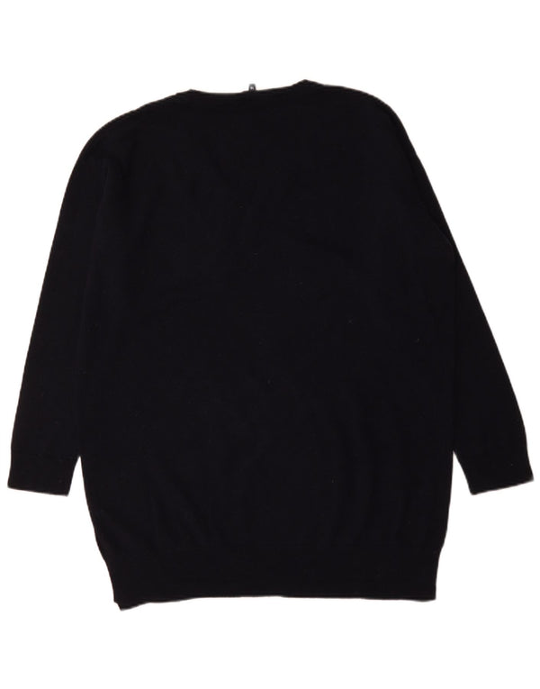 Crew Clothing Womens Oversized V-Neck Jumper Sweater UK 16 Large Navy Blue