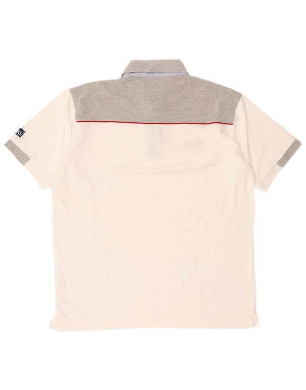 Asics Mens Polo Shirt Large White Colourblock Cotton