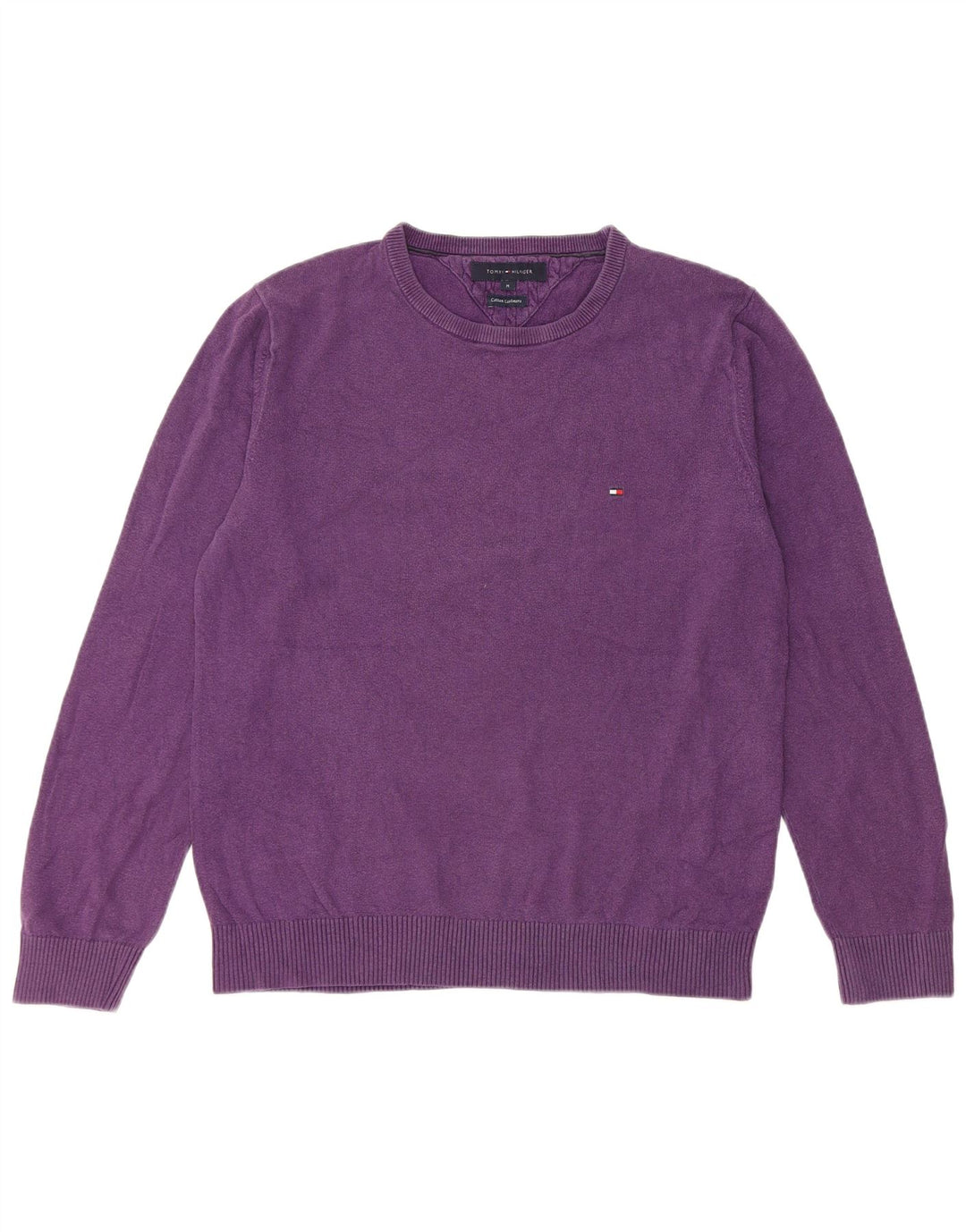 Tommy Hilfiger Mens Crew Neck Jumper Sweater Medium Purple Cotton