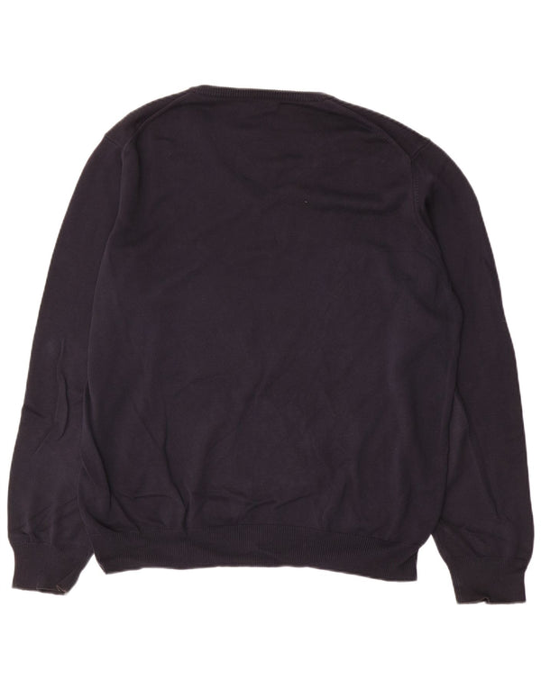 Henry Cottons Mens V-Neck Jumper Sweater XL Navy Blue Cotton