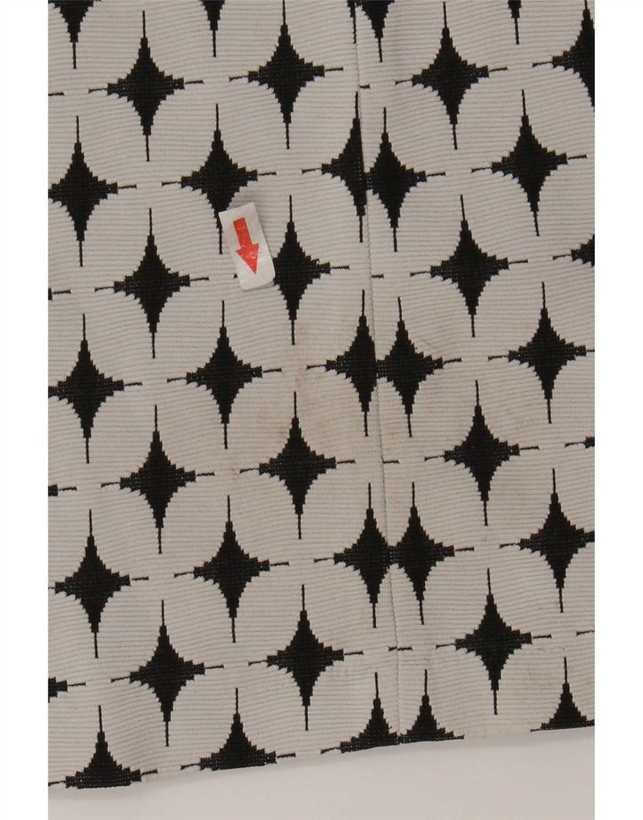 Zara Womens Abstract Pattern A-Line Dress UK 12 Medium White Cotton