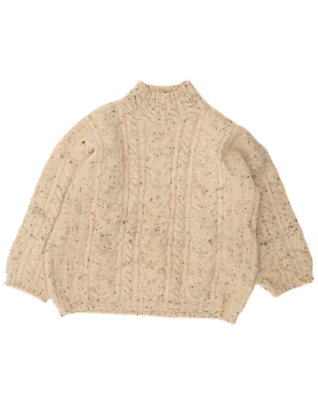 VINTAGE Womens Turtle Neck Jumper Sweater UK 18 XL Off White Flecked