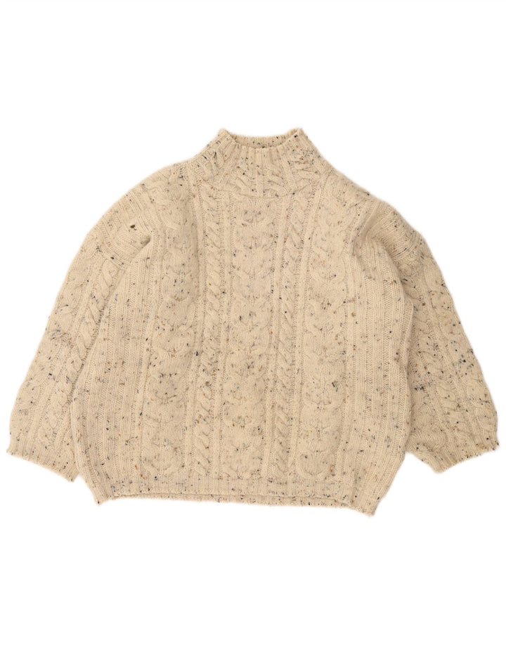 VINTAGE Womens Turtle Neck Jumper Sweater UK 18 XL Off White Flecked