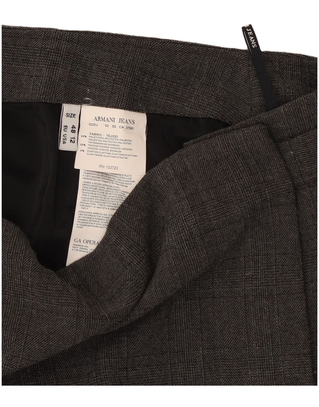 Armani Jeans Womens Wrap Skirt US 12 Large W34  Grey Check Polyester