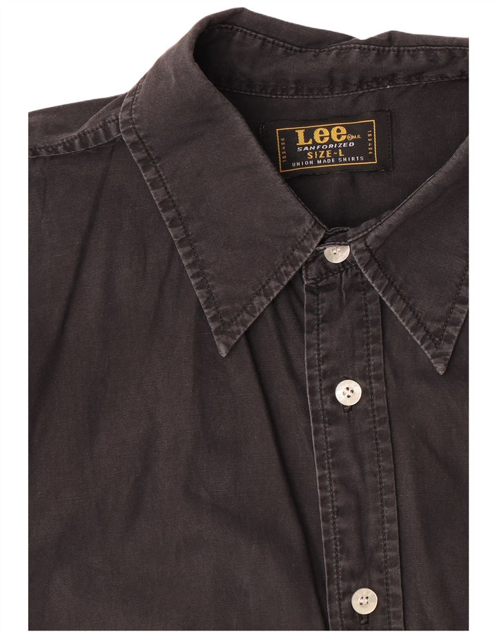 Lee Mens Short Sleeve Shirt Large Black Cotton