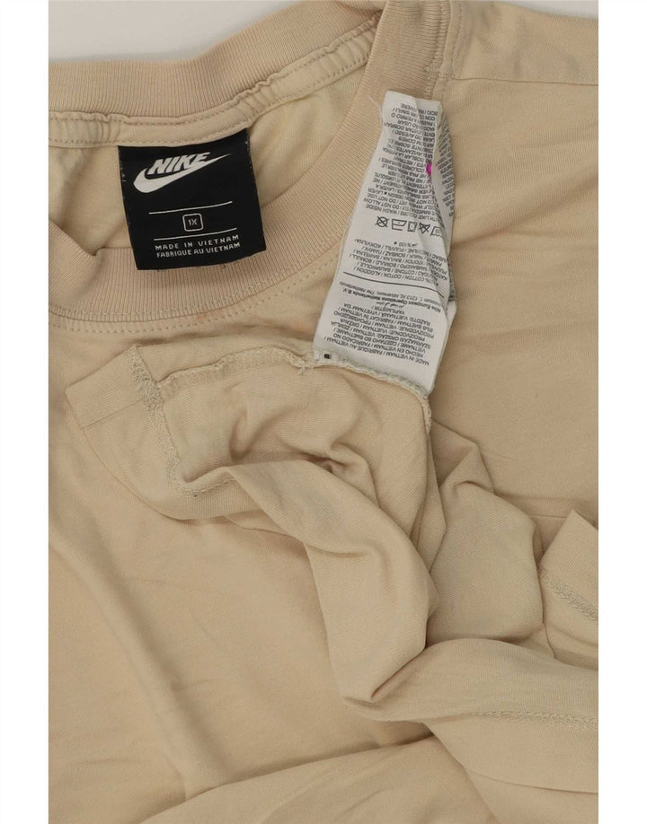 Nike Mens T-Shirt Top XL Beige Cotton