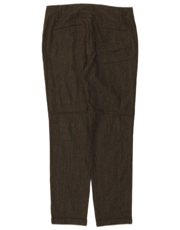 Zara Womens Straight Casual Trousers XS W25 L27 Green Houndstooth Viscose