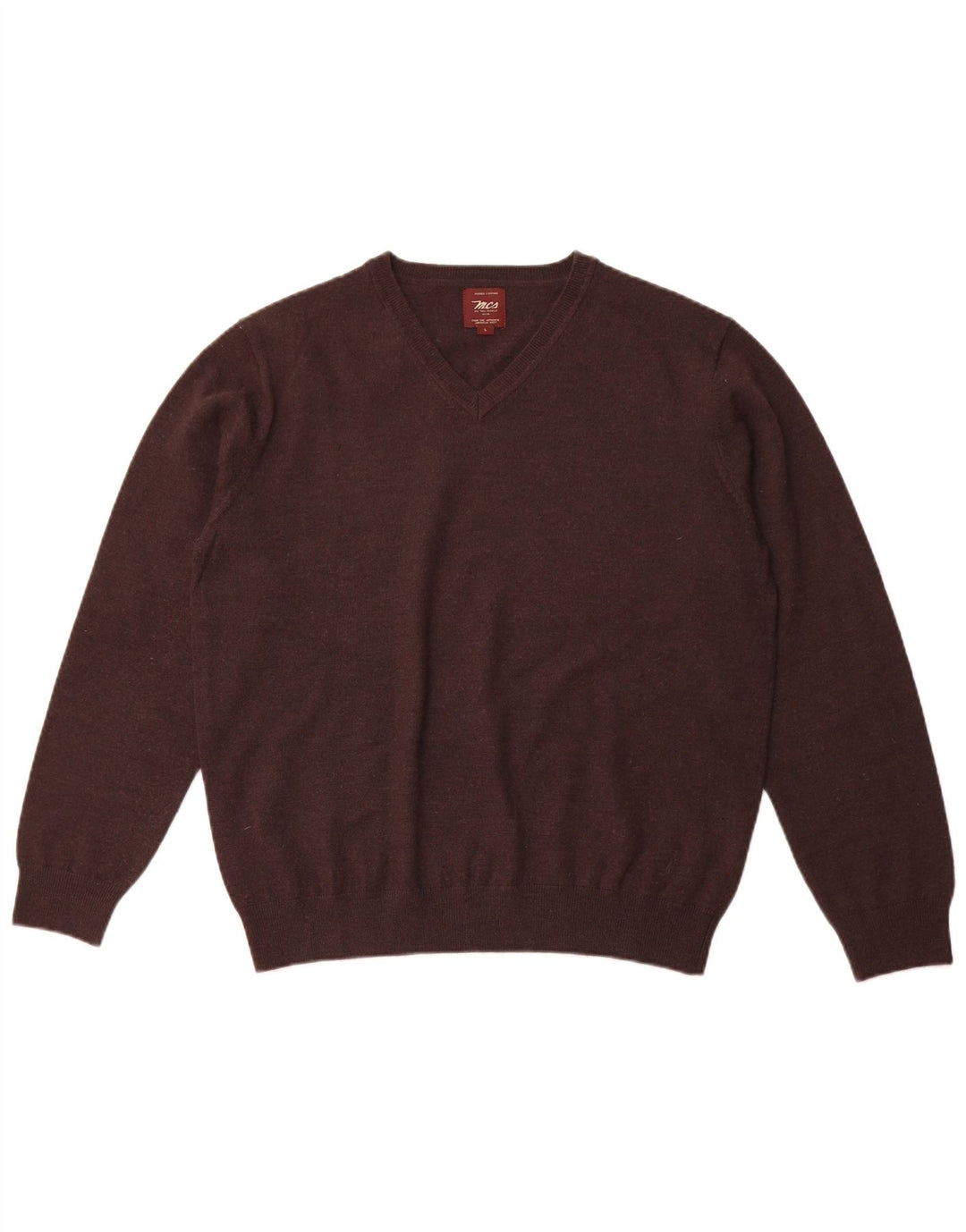 MARLBORO CLASSICS Mens V-Neck Jumper Sweater Large Brown Wool