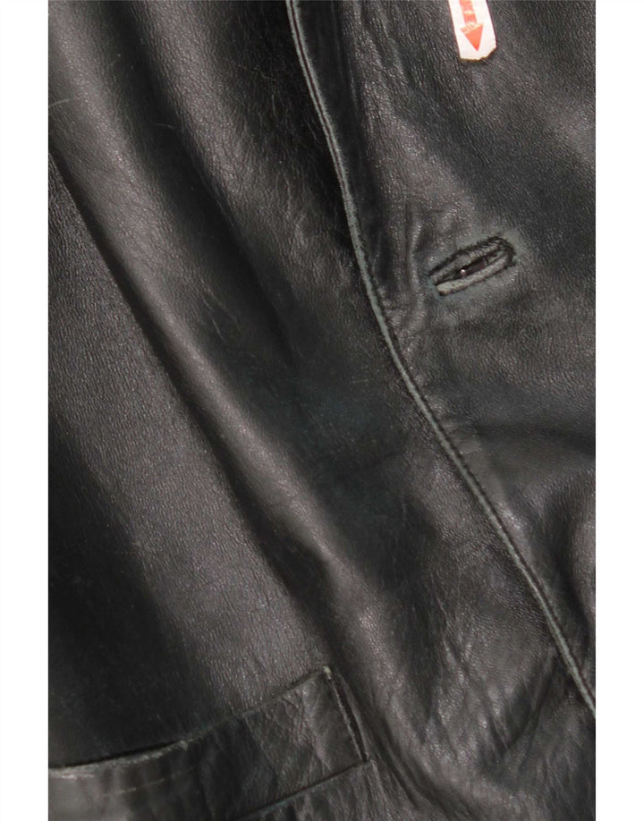 Vintage Mens 3 Button Leather Blazer Jacket UK 40 Large Black
