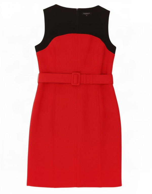 Debenhams Womens Sleeveless Sheath Dress UK 14 Medium Red Colourblock