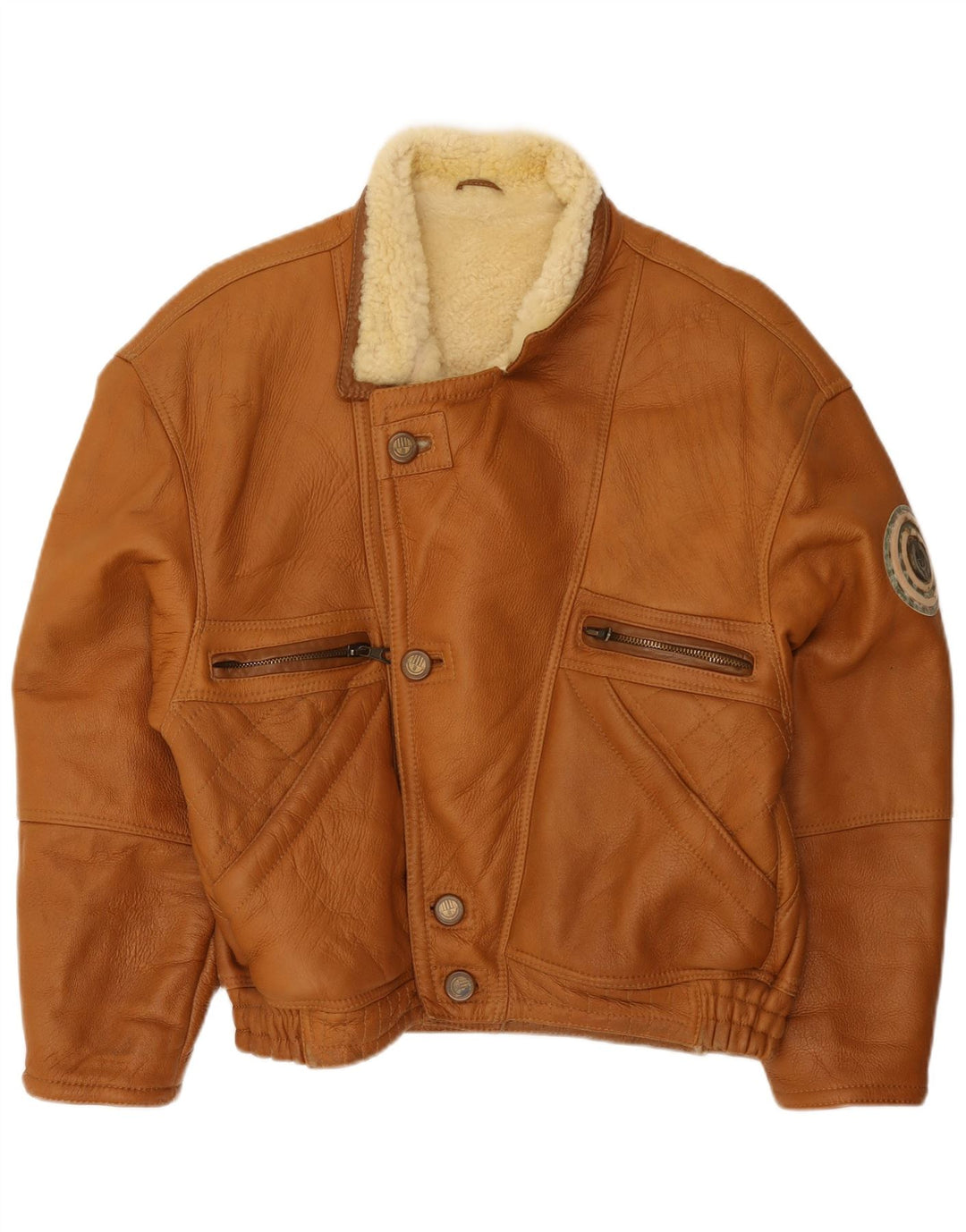 Vinci Mens Shearling Jacket IT 50 Large Brown Shearling