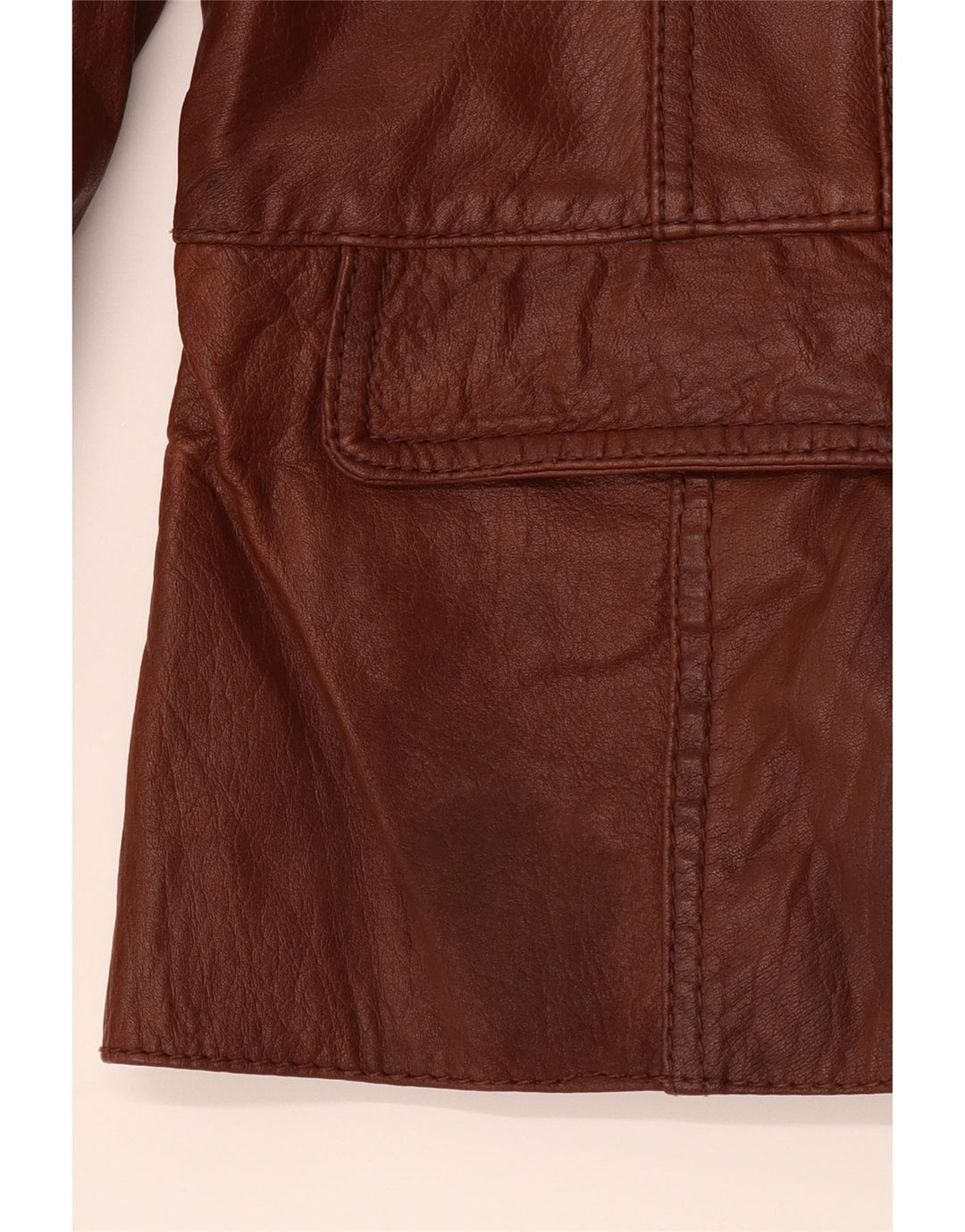 VINTAGE Womens 3 Button Leather Blazer Jacket IT 42 Medium Brown Leather Vintage Vintage and Second-Hand Vintage from Messina Hembry 