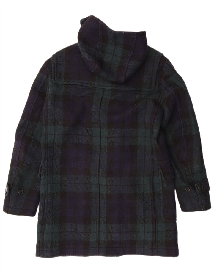 Uniqlo Mens Hooded Duffle Coat UK 36 Small Navy Blue Check