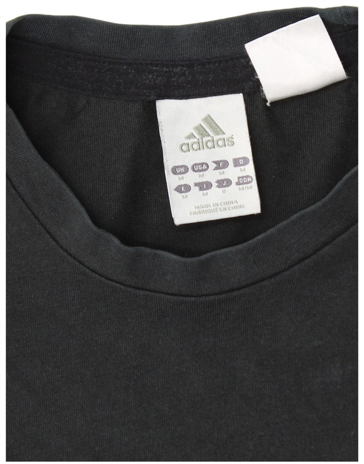 ADIDAS Womens Graphic T-Shirt Top UK 14 Medium Black Cotton