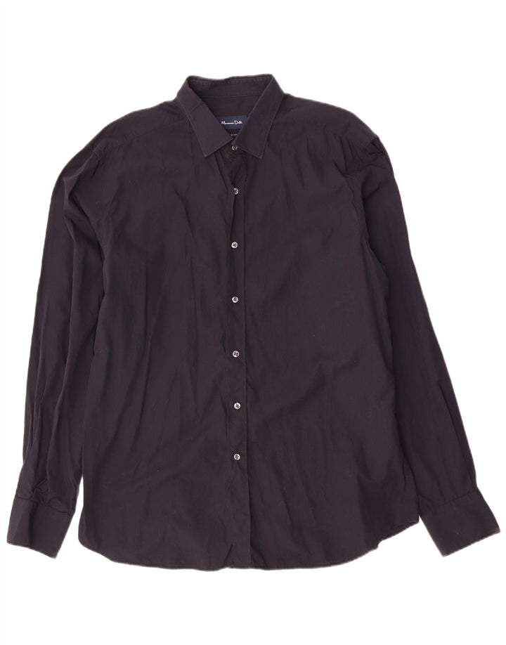 MASSIMO DUTTI Mens Slim Fit Shirt XL Navy Blue Cotton