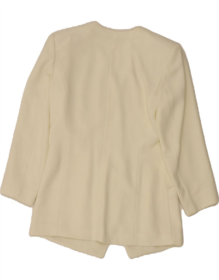VIVIEN CARON Womens 4 Button Blazer Jacket UK 12 Medium Off White Floral Vintage Vivien Caron and Second-Hand Vivien Caron from Messina Hembry 