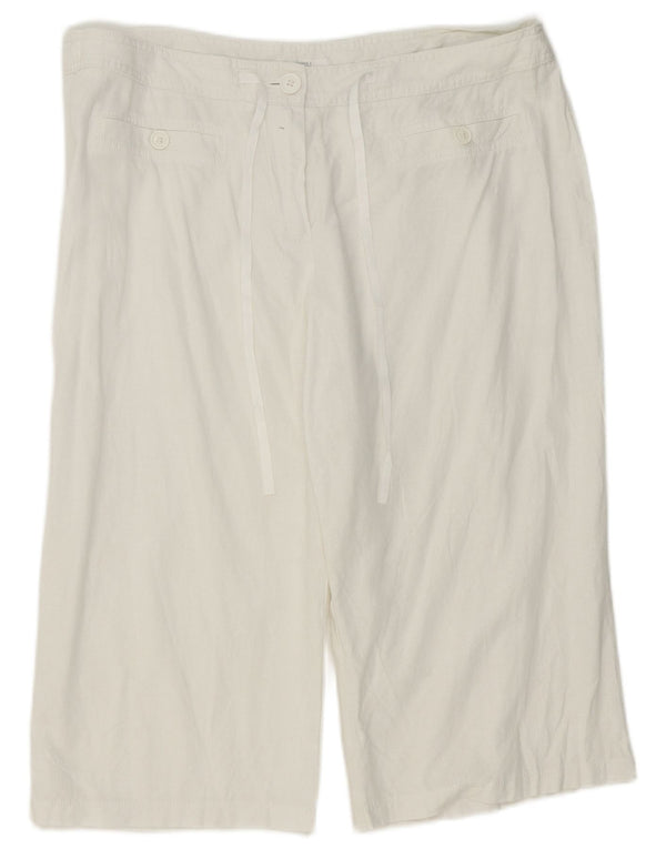 Marks & Spencer Womens Bermuda Shorts UK 18 XL W38 White Linen