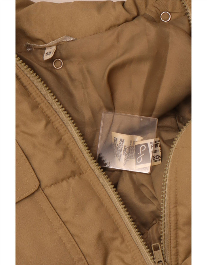 Vintage Mens Padded Coat UK 36 Small Beige Polyester