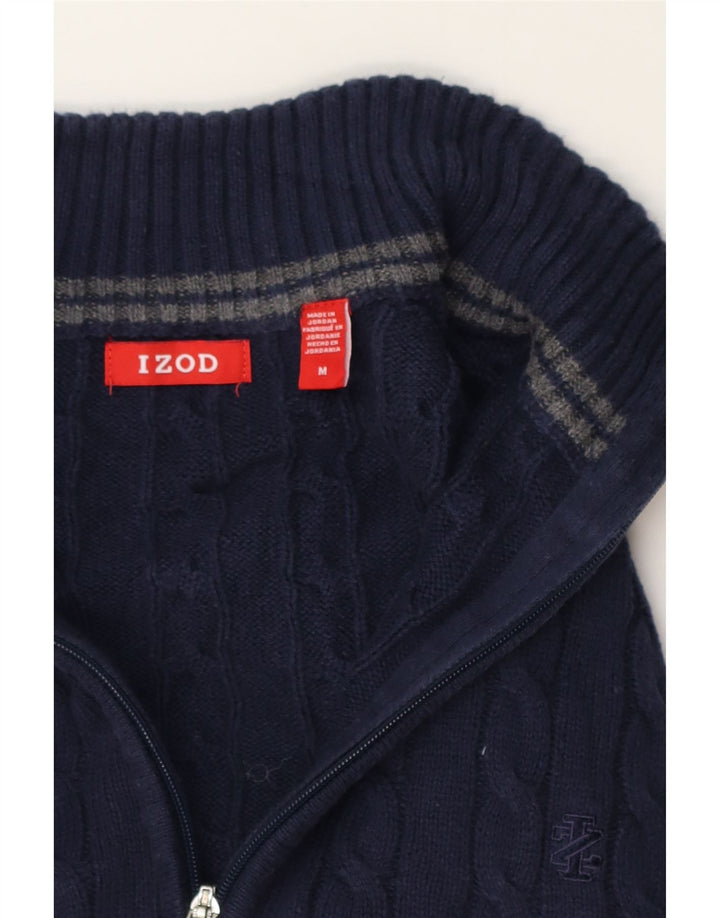Izod Mens Zip Neck Jumper Sweater Medium Navy Blue Cotton