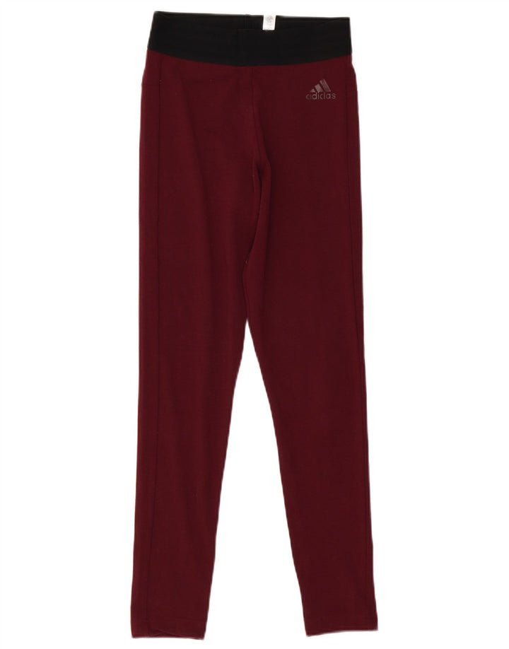Adidas Womens Leggings UK 4/6 XS Burgundy Cotton