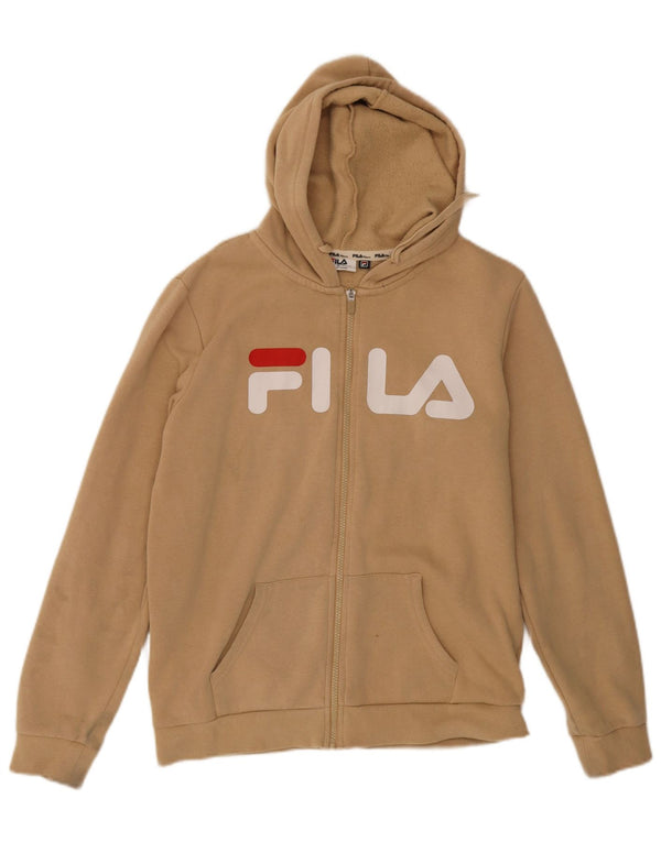 Fila Boys Graphic Zip Hoodie Sweater 15-16 Years Beige Cotton