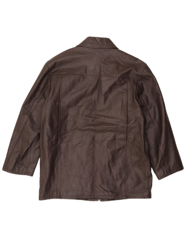 VINTAGE Boys Leather Coat 15-16 Years XL Brown Leather