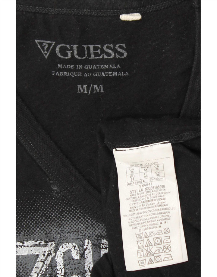 Guess Mens Graphic T-Shirt Top Medium Black Cotton