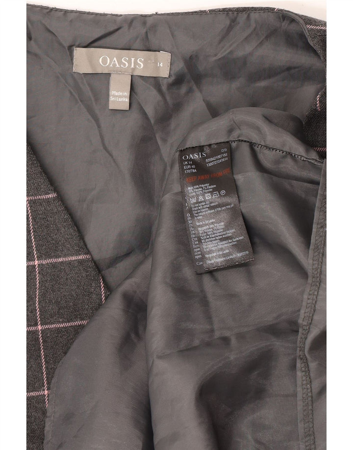 Oasis Womens Sleeveless Sheath Dress UK 14 Medium Grey Check Polyester
