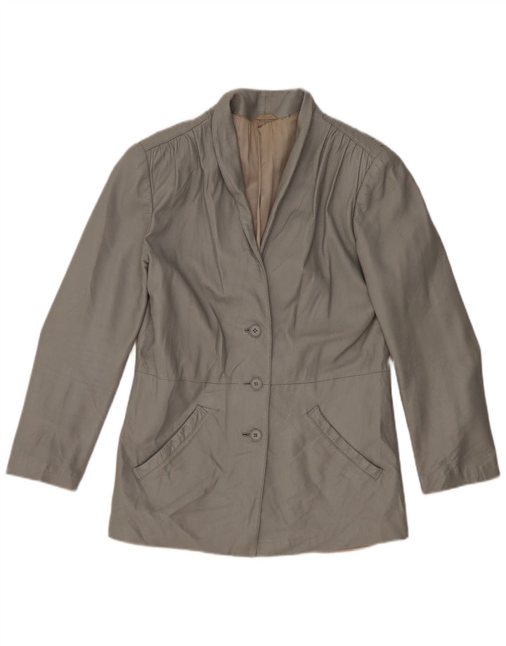 Vintage Womens Leather Jacket UK 14 Medium Grey Leather