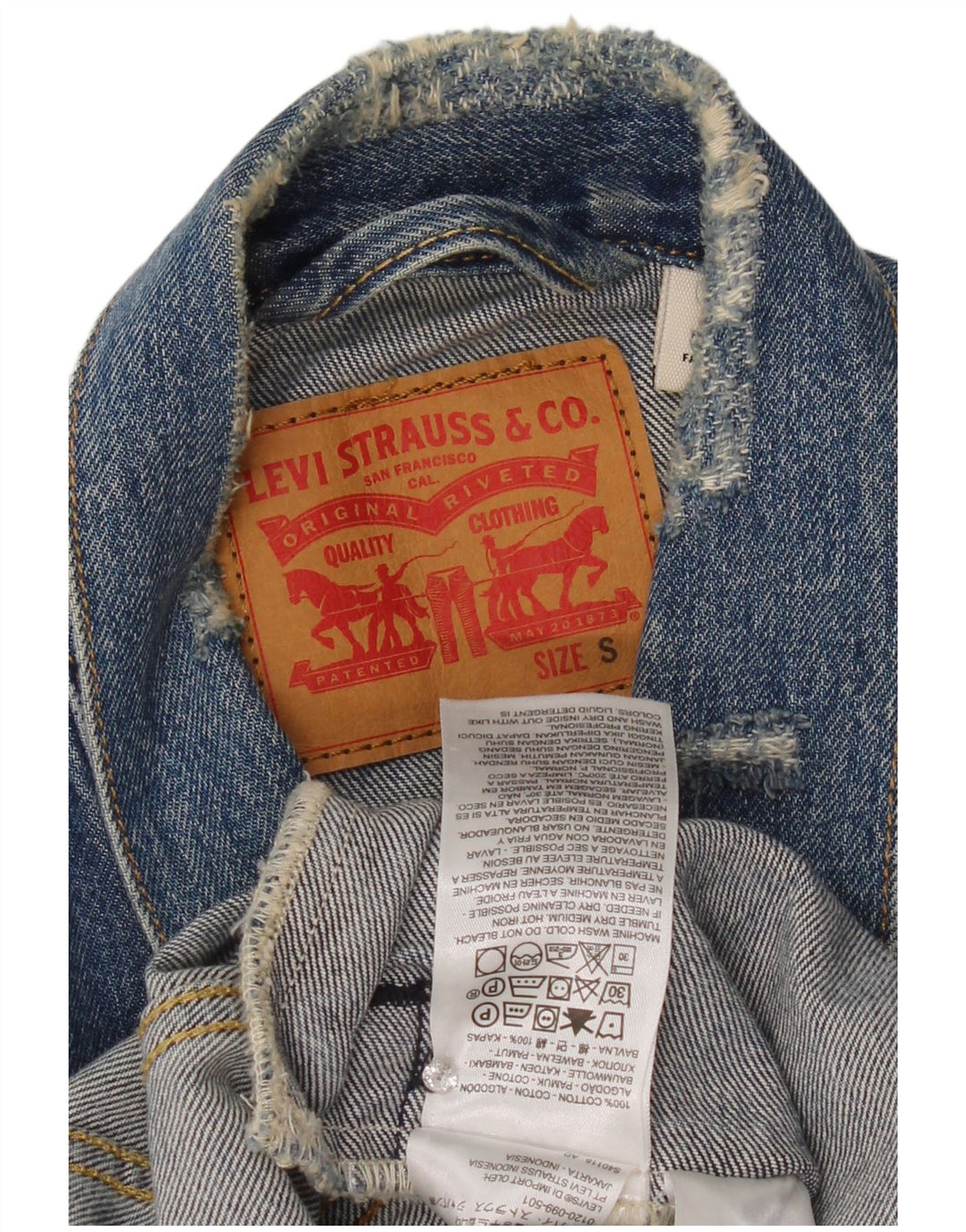 Levi's Mens Distressed Denim Jacket UK 36 Small Blue Cotton