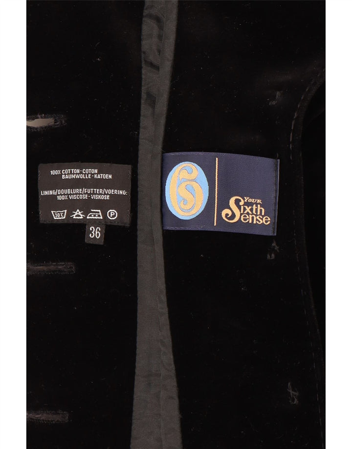 Your Sixth Sense Womens Velvet 3 Button Blazer Jacket EU 36 Small Black