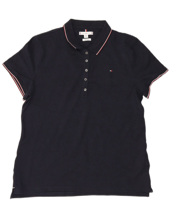 Tommy Hilfiger Womens Classic Fit Polo Shirt UK 18 XL Navy Blue Striped