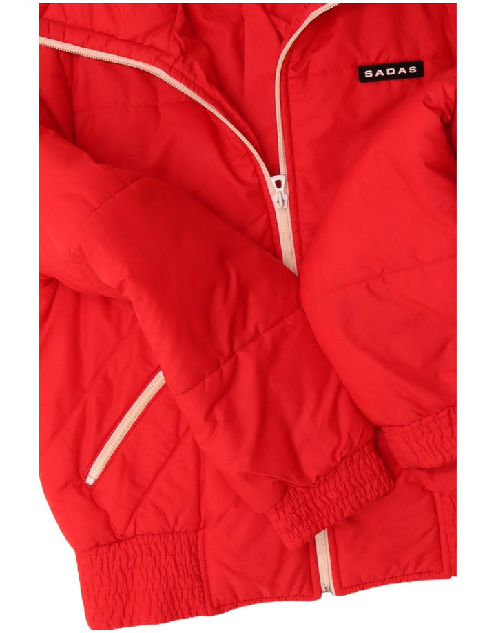 VINTAGE Womens Hooded Padded Jacket UK 16 Large Red Polyamide