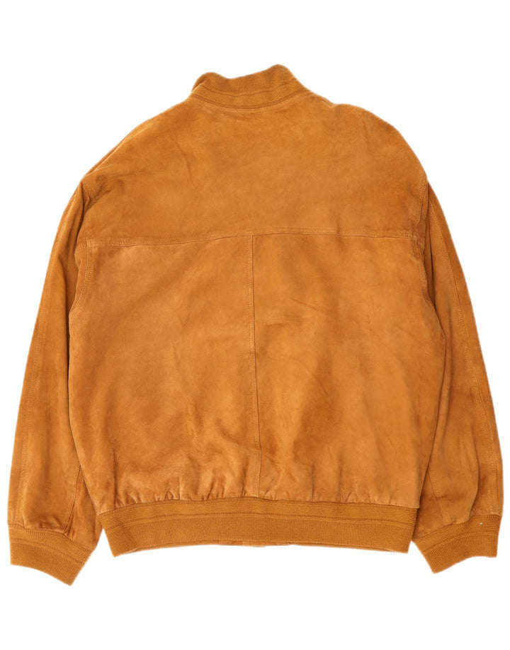 Vintage Mens Suede Bomber Jacket IT 52 XL Brown Leather