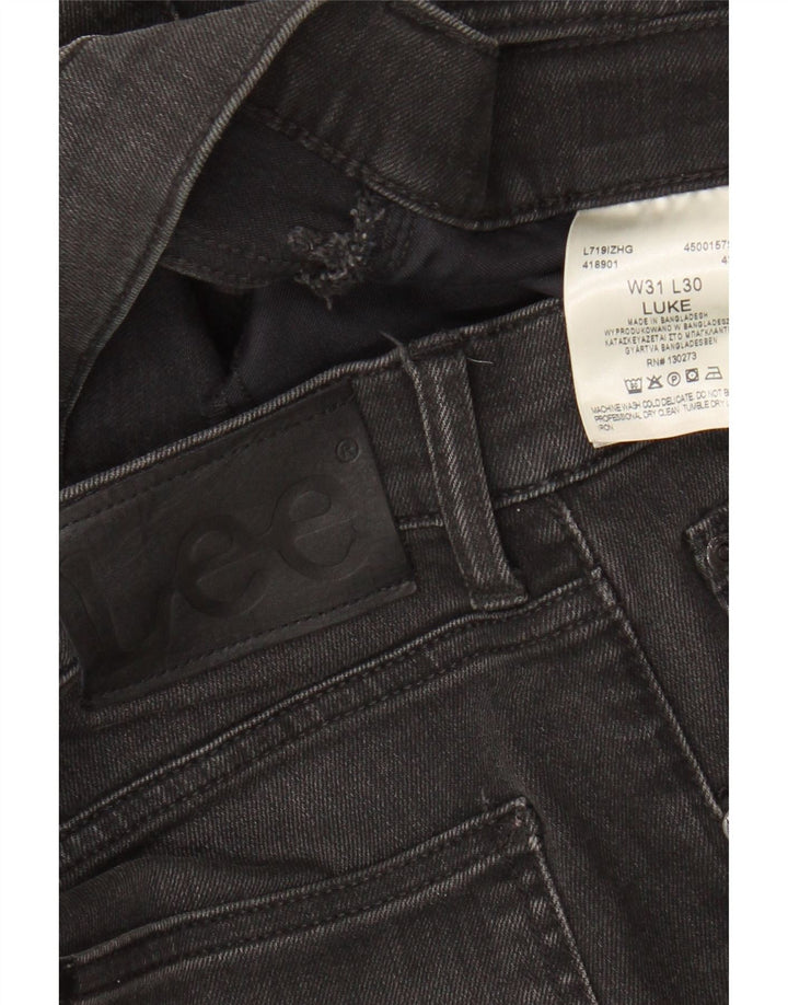LEE Mens Luke Straight Jeans W31 L30 Black Cotton