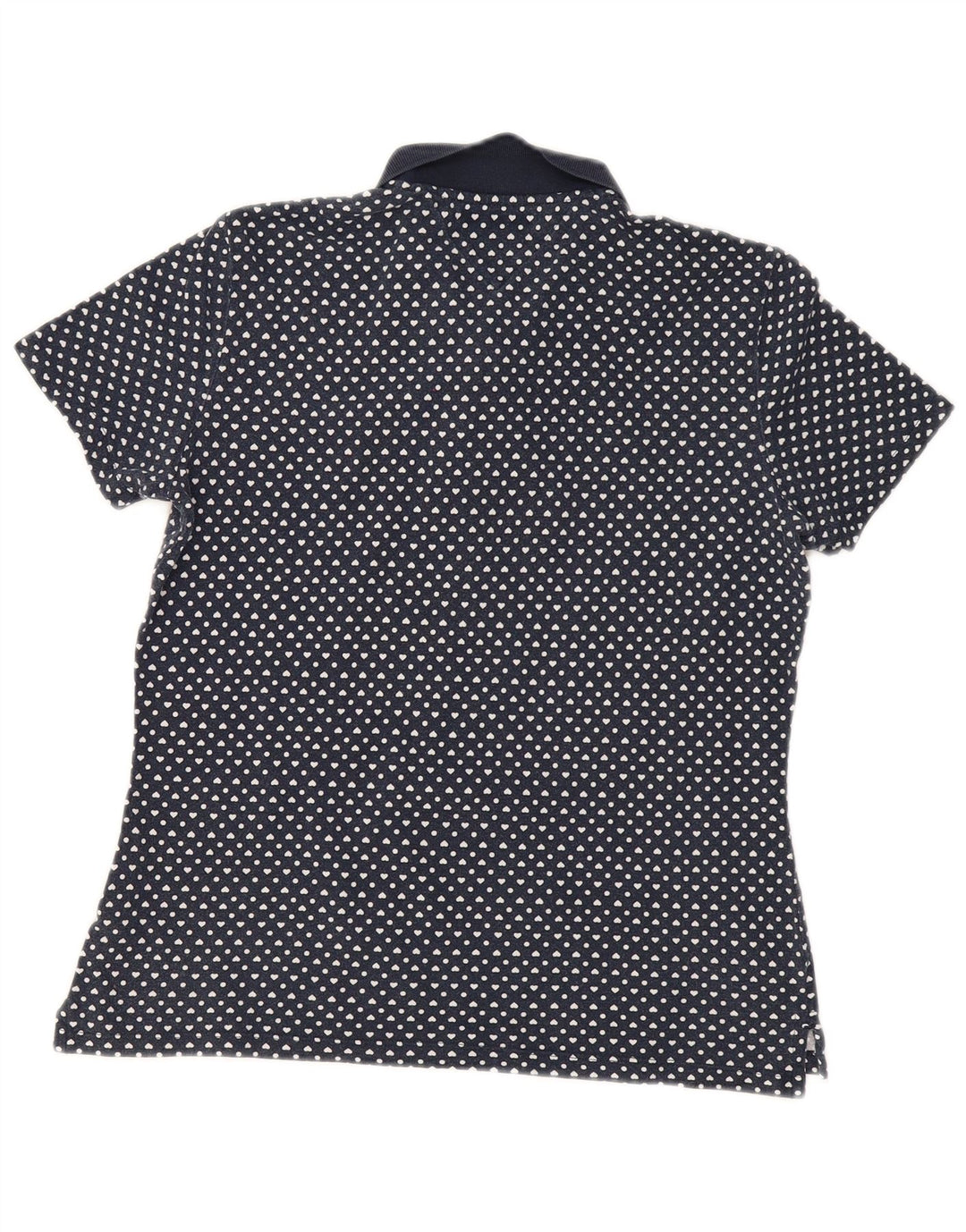 TOMMY HILFIGER Womens Polo Shirt UK 12 Medium Navy Blue Spotted