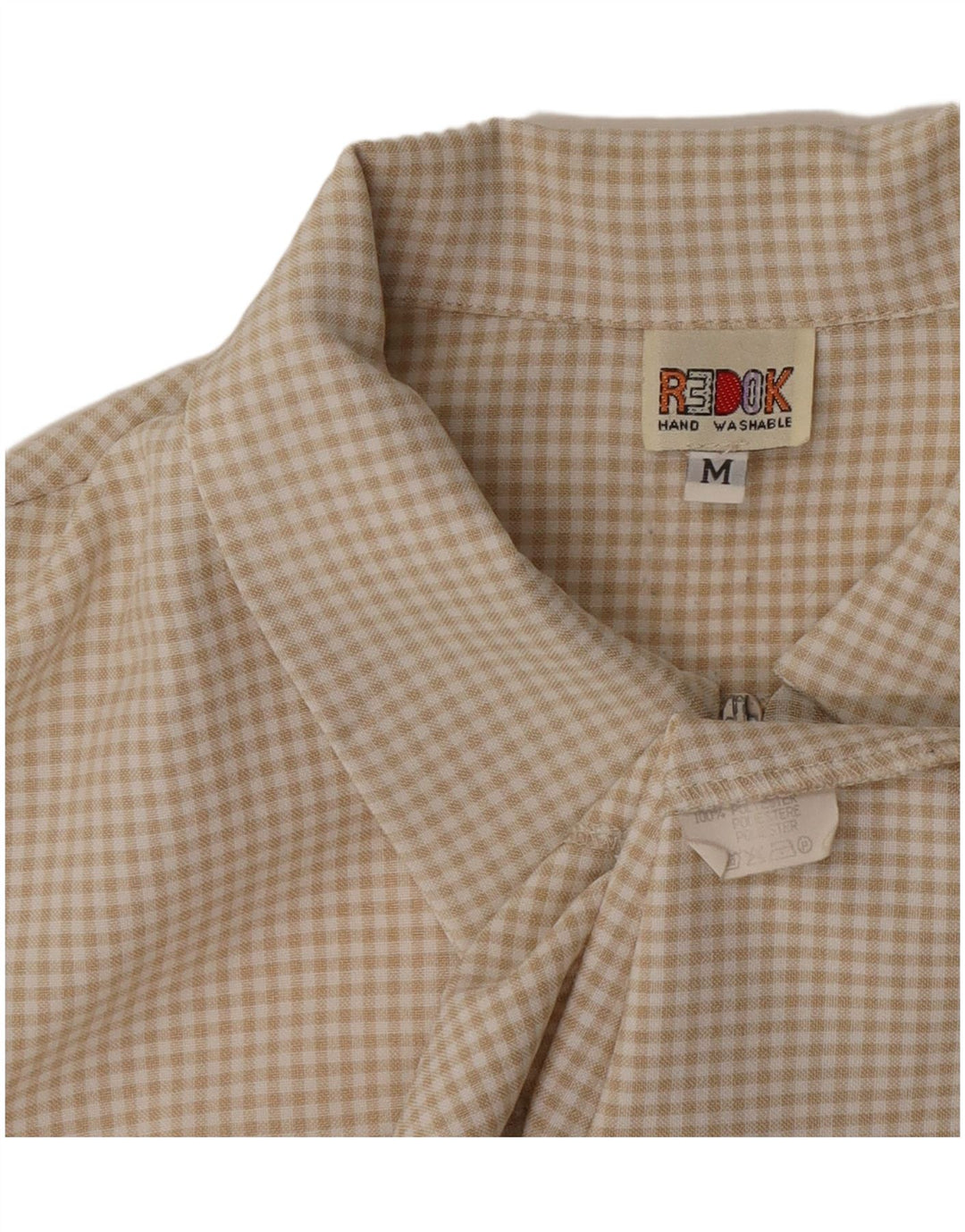 Redok Womens Sleeveless Shirt Blouse UK 12 Medium Beige Gingham Polyester