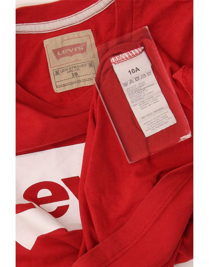 Levi's Boys Graphic Top Long Sleeve 9-10 Years Red Cotton