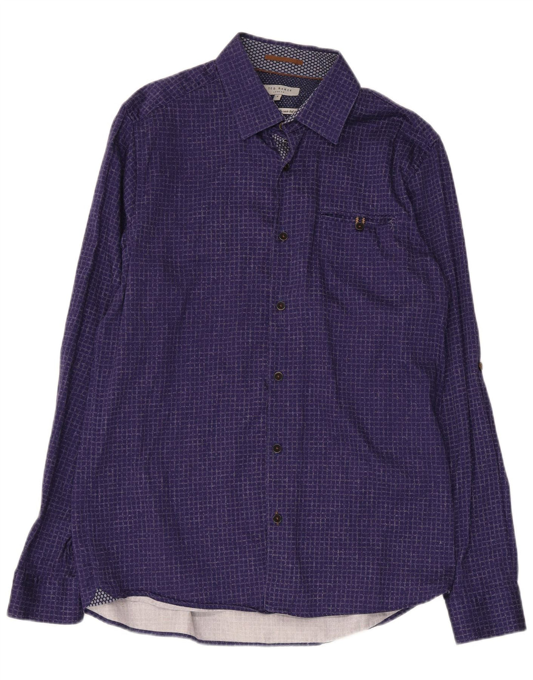 TED BAKER Mens Shirt Size 4 Large Navy Blue Check Cotton