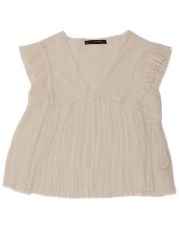 Zara Womens Trafaluc Blouse Top UK 10 Small White Polyester