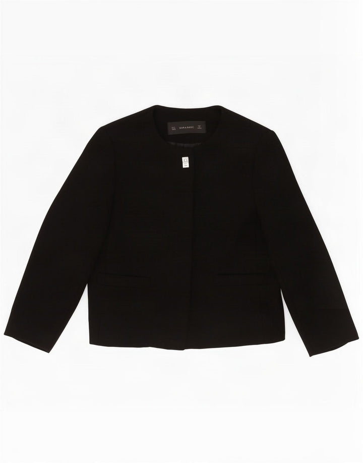 Zara Womens 1 Button Blazer Jacket UK 12 Medium Black
